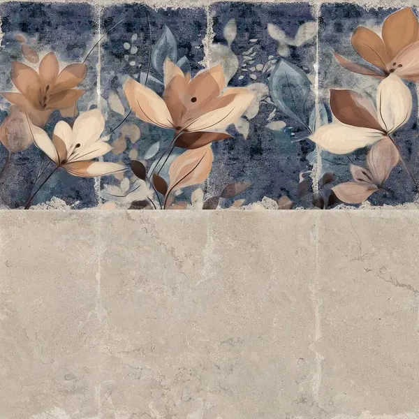 Mozaik arka plan kusursuz. Çiçekli suluboya arka planda doğal taşlarla çiçek açan orkideler..