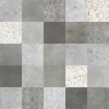 Tasarım mozaik tarzının arkaplanı farklı doğal taşlardan veya mermerden karışık ev dekorasyonu.