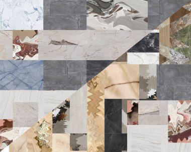 Güzel yama kalıbı. Taşlar, beton ve misket karışımı. Çiçekli geometrik süsleme. Duvar kağıdı, tekstil veya dijital kullanım.