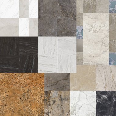 Güzel yama kalıbı. Taşlar, beton ve misket karışımı. Çiçekli geometrik süsleme. Duvar kağıdı, tekstil veya dijital kullanım.