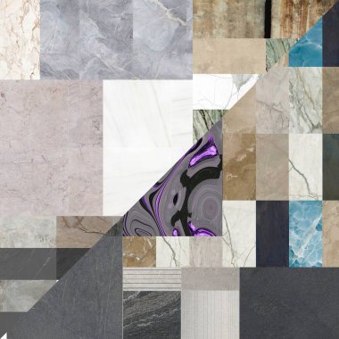 Güzel yama kalıbı. Taşlar, beton ve misket karışımı. Çiçekli geometrik süsleme. Duvar kağıdı, tekstil veya dijital kullanım.