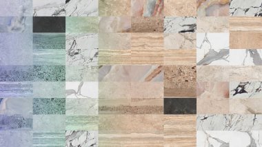 Güzel yama kalıbı. Taşlar, beton ve misket karışımı. Çiçekli geometrik süsleme. Duvar kağıdı, tekstil veya dijital kullanım.