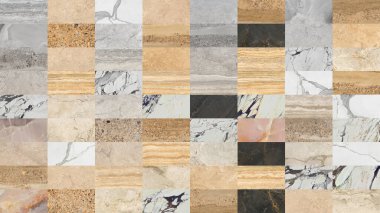 Güzel yama kalıbı. Taşlar, beton ve misket karışımı. Çiçekli geometrik süsleme. Duvar kağıdı, tekstil veya dijital kullanım.