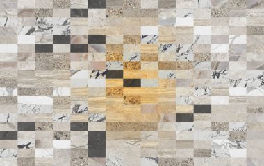 Güzel yama kalıbı. Taşlar, beton ve misket karışımı. Çiçekli geometrik süsleme. Duvar kağıdı, tekstil veya dijital kullanım.