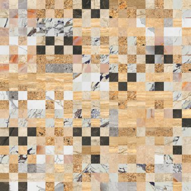 Güzel yama kalıbı. Taşlar, beton ve misket karışımı. Çiçekli geometrik süsleme. Duvar kağıdı, tekstil veya dijital kullanım.