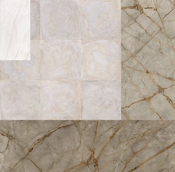 Square shaped stone marble textured mosaic background. Suitable for floor and wall tiles. Home decoration.