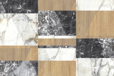 Mermer, pürüzsüz yama işi. Yer ve duvar için tekrarlanan beyaz mermer ve dekorasyon geometrisi