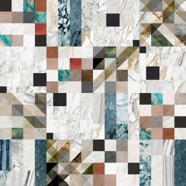 Mermer taş soyut rastgele renkli şekiller. Renkli geometrik arka plan. Dekoratif tasarım elementleri. Kusursuz desen yama çalışması.