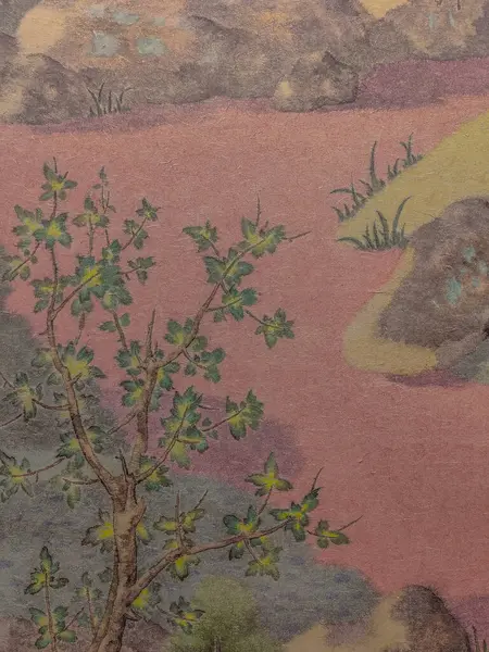 Suluboya orman manzarası. Puslu mavi köknar ormanı. Vahşi doğa, donmuş, sisli, taiga. Soyut, uzun, yatay. Suluboya mavi orman uzun yatay manzara.