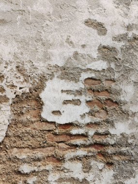 Grunge Tuğla Duvar dokusu. Grunge, İtalya 'da Eski Bir Binanın Tuğla ve Beton Duvarını Yok Etti