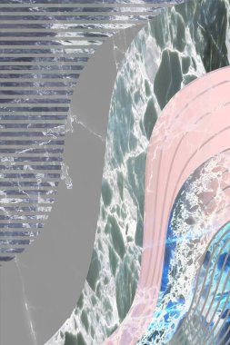 Modern mermer mozaik, soyut geometri, sanat deco duvar kağıdı, yapay taş dokusu, geometrik moda mermer çizimi.