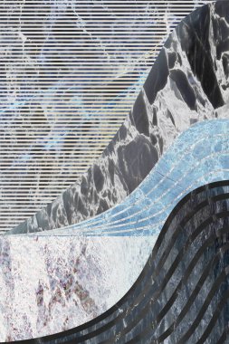 Modern mermer mozaik, soyut geometri, sanat deco duvar kağıdı, yapay taş dokusu, geometrik moda mermer çizimi.