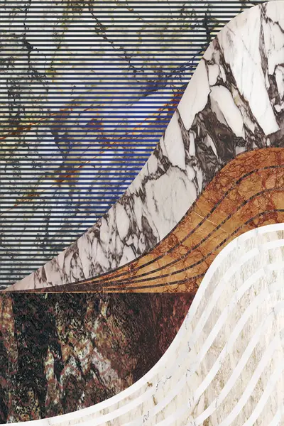 Modern mermer mozaik, soyut geometri, sanat deco duvar kağıdı, yapay taş dokusu, geometrik moda mermer çizimi.