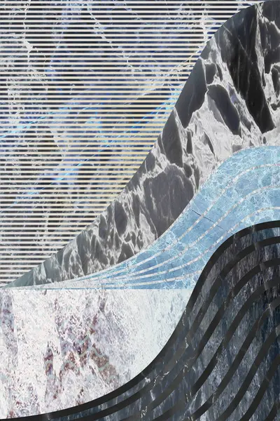 Modern mermer mozaik, soyut geometri, sanat deco duvar kağıdı, yapay taş dokusu, geometrik moda mermer çizimi.