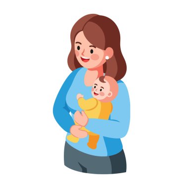 Sevgi dolu bir anne yeni doğmuş bebeğini sıcak bir şekilde kucaklıyor.