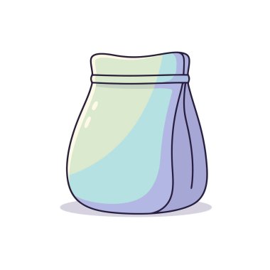 Yumuşak pastel renkleri ve neşeli yuvarlak şekli olan tuhaf bir çizgi film çantası. Modern tasarım projeleri için mükemmel..