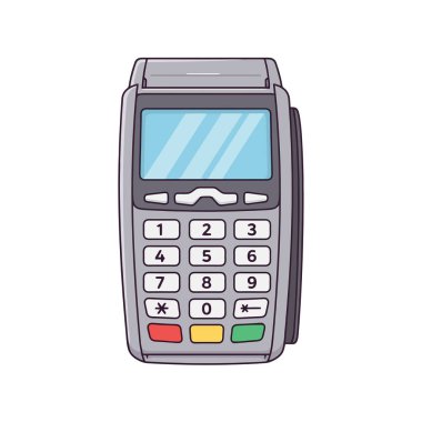 Dijital ekranlı ve sayısal tuş takımlı modern ödeme terminali işletmeler ve tüketiciler için uygun işlem işlemleri sunuyor