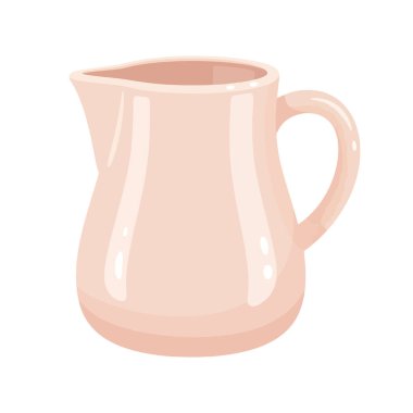 Düz kıvrımlı zarif soluk pembe seramik sürahisi, içecek servisi için mükemmel ya da modern bir ev ortamında çiçek sergilemek için..