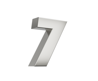 3D gümüş numara 7. Hafif gölge efektli metalik görünüş, 3 boyutlu illüstrasyon.