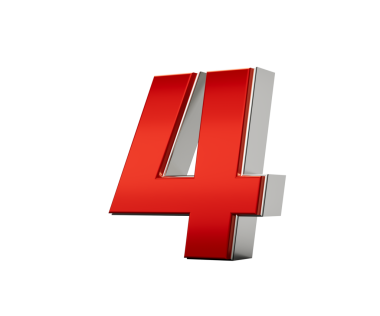 Metalik kırmızı 4 numara gümüş kenarlı. 3d illüstrasyon