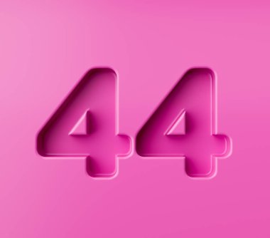 Pembe arka planda 44 numara, canlı pembe. Kabartmalı, 3D resimli.