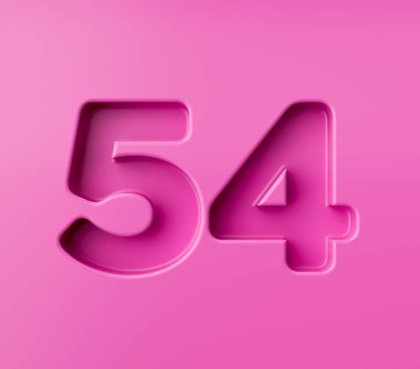 Canlı pembe numara 54 Pembe kabartmalı, 3 boyutlu resimli.