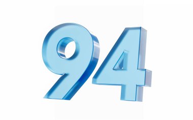 3d Parlak Mavi 94 numara 94 beyaz arka planda izole edilmiş. 3d illüstrasyon