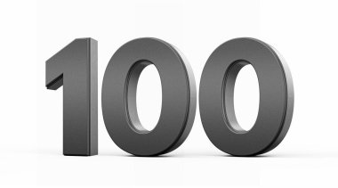 Parlak metalik siyah 100 numara Beyaz zemin üzerinde duran 3D illüstrasyon