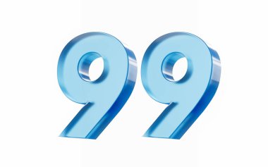 3d parlak mavi numara 99 99 beyaz arka planda izole edildi. 3d illüstrasyon