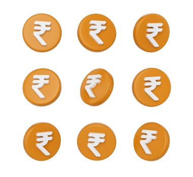 Beyaz Rupi sembollü 3d Turuncu para, Hint para ve finans birimini temsil ediyor. 3d illüstrasyon