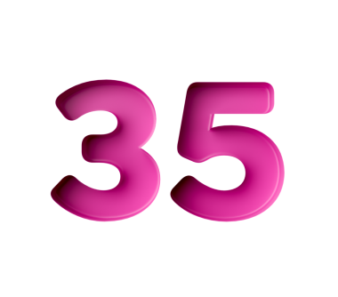 35 numaralı canlı pembe. 35 numaralı kalın gradyan yazı tipi. Hafif gölge efekti, 3 boyutlu illüstrasyon.