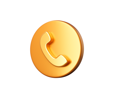 Telefon simgesi ile 3D Altın düğme, aramaları ve müşteri hizmetlerini sembolize ediyor, 3d illüstrasyon