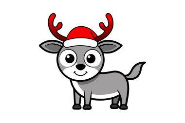 Noel Baba şapkalı şirin bir ren geyiği.