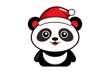 Noel Baba şapkalı şirin bir bebek panda.