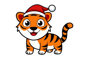 Noel Baba şapkalı şirin bir kaplan.