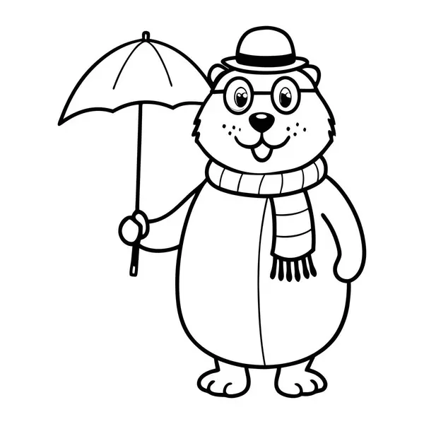 Çekici bir çizgi film karakteri, elinde şemsiye çizgisi olan bir dağ sıçanı.