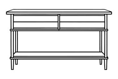 Bir konsol tablo çizgisi tasarımının minimalist çizgi çizimi