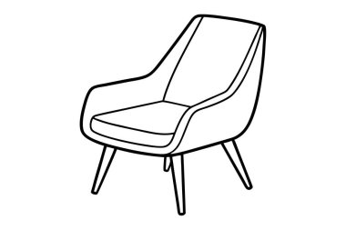 Orta çağ modern koltuk tasarımının minimalist çizimi