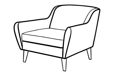 Modern bir koltuk çizgisi tasarımının minimalist çizimi