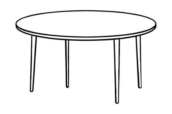 Yemek masasının minimalist çizimi, yuvarlak yüzey çizgisi sanat tasarımı