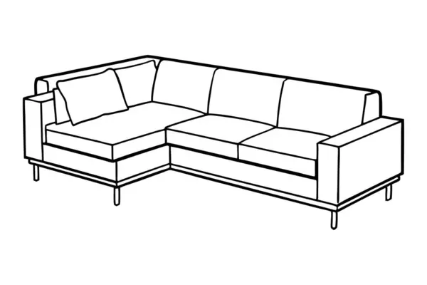 Köşedeki kanepe çizgisinin minimalist çizimi sanat tasarımı