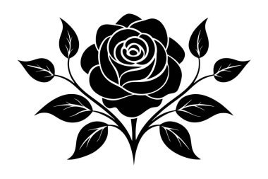 Zarif çiçekli siluet siyah ve beyaz çizimler