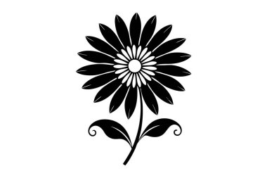 Narin papatya silueti siyah-beyaz çizimi