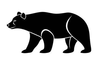 Tek renkli ayı silueti siyah ve beyaz çizimi