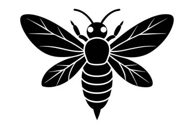Tek renkli arı silueti siyah ve beyaz çizim