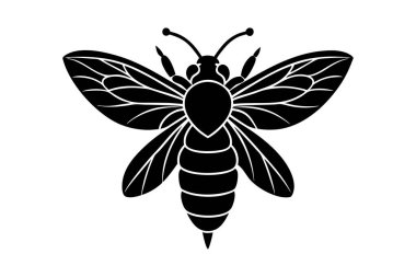 Tek renkli arı silueti siyah ve beyaz çizim