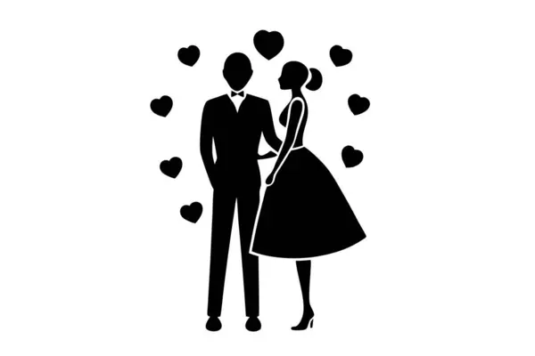 Bir çift sevilen bir siluet dizaynında yan yana duruyor.