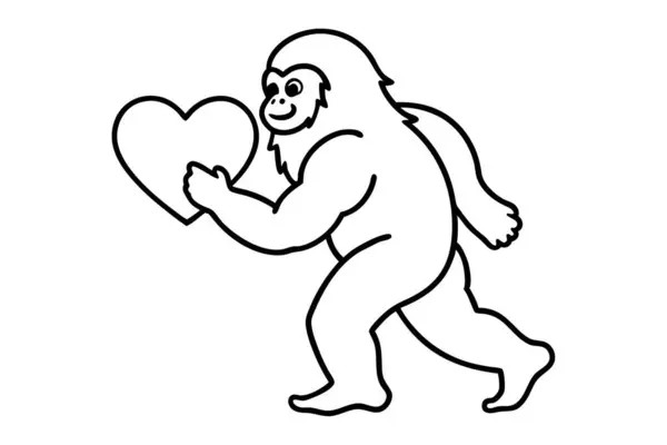 Çizgi sanatı Koca Ayak 'ın kalp tutuşu ve yürüme hareketi