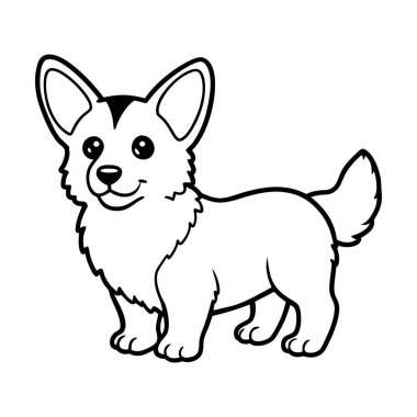 Büyüleyici bir Corgi köpek yavrusu çizimi çizimi çizimi.