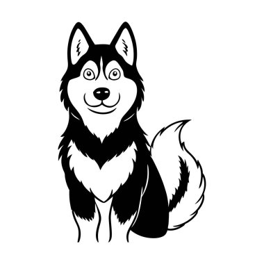 Görkemli Sibirya Husky silueti çizimi